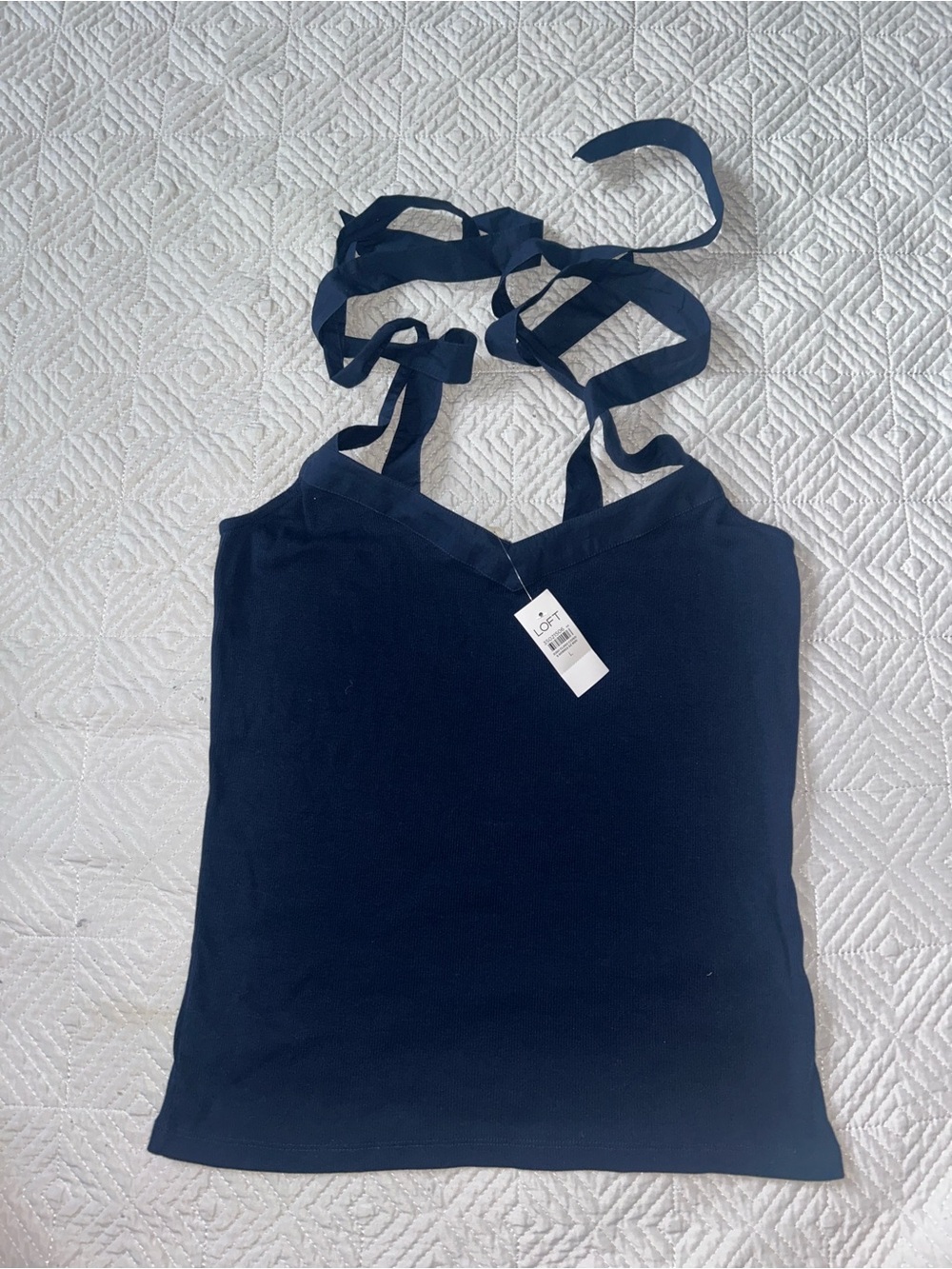 LOFT Ribbed Tank Top in Blue Size Large NWT